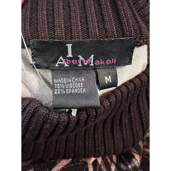 Alberto Makali Medium Beaded Turtleneck Midi Sweater Dress Brown 3D Stretch NWOT - Picture 7 of 8